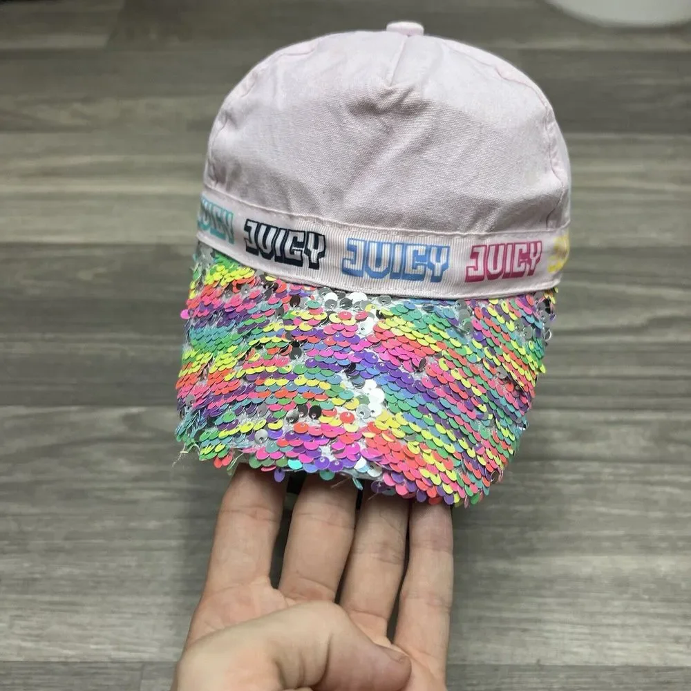 Juicy Couture Hat Cadet Beret Army Hat Youth‎ Kid Pink Rhinestone Bedazzle Shiny